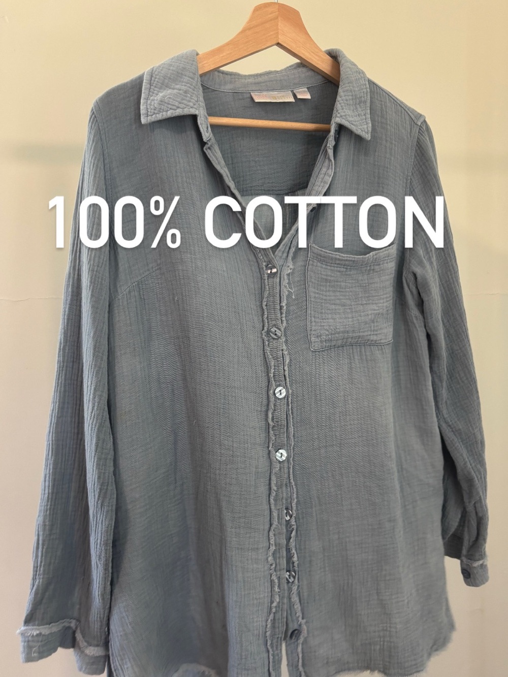 Belle by Kim Gravel Chambray Button Down | 100% cotton gauze | size XS
